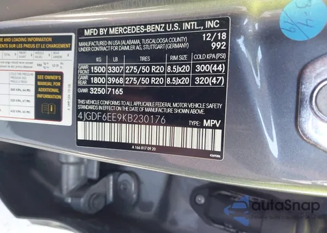 2019 Mercedes-Benz Gls 450 4Matic from USA, damaged, VIN 4JGDF6EE9KB230176